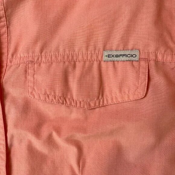Exofficio Buzz Off Long Sleeve Button Down Shirt Size S Coral Hiking Camping - Picture 3 of 11